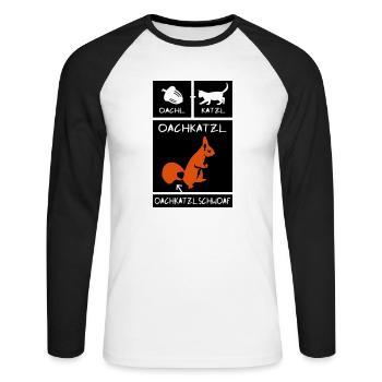 Eichhörnchen - Oachkatzlschwoaf - Unisex Baseballshirt langarm - Weiß/Schwarz - Vorne - Nik (191cm)