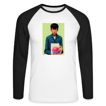 Bubble Gum Art Image - Selfie Artwork sur LSD - T-shirt baseball manches longues Homme - blanc/noir - Devant - Nik (191cm)