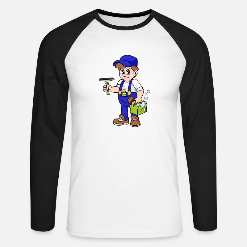 window cleaner - Unisex Long Sleeve Baseball T-Shirt - white/black
