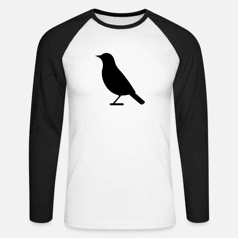 Vogel - Unisex Baseballshirt langarm - Weiß/Schwarz