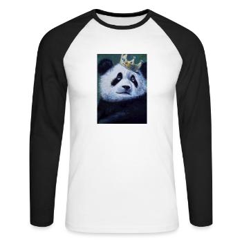 Panda with Crown Oil Painting - Unisex Long Sleeve Baseball T-Shirt - white/black - Front - Nik (191cm)