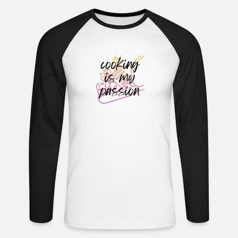Kochen ist meine Leidenschaft! - Unisex Baseballshirt langarm - Weiß/Schwarz