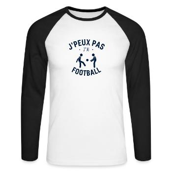 J peux pas j ai Football - T-shirt baseball manches longues Homme - blanc/noir - Devant - Nik (191cm)