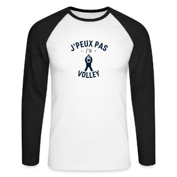 J peux pas j ai volley - T-shirt baseball manches longues Homme - blanc/noir - Devant - Nik (191cm)
