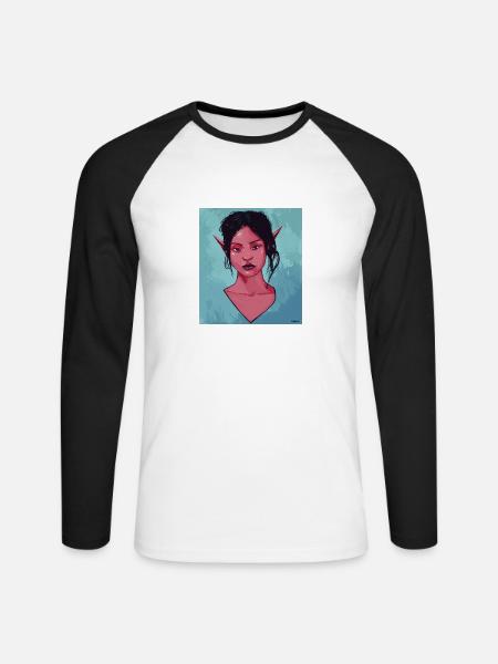 Portrait einer Dame - Unisex Baseballshirt langarm - Weiß/Schwarz