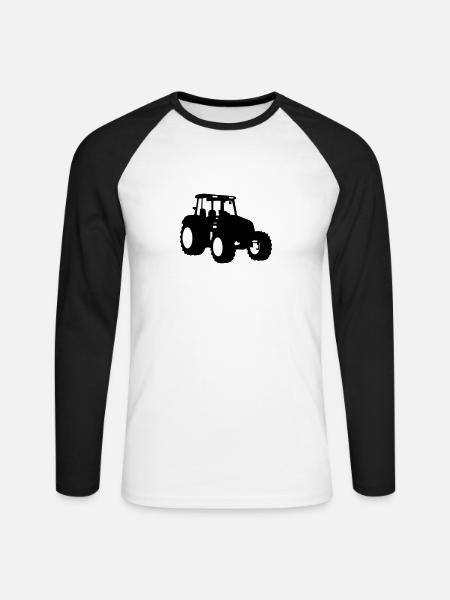 Traktor - Unisex Baseballshirt langarm - Weiß/Schwarz