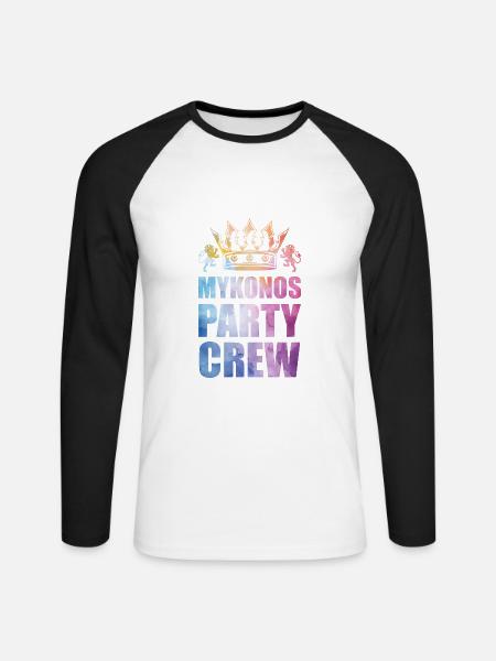 Mykonos Party Crew Spruch - Unisex Baseballshirt langarm - Weiß/Schwarz