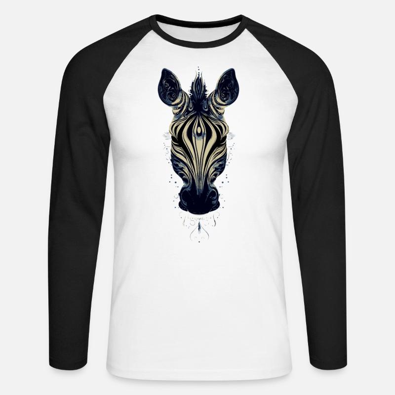 Zebra Kunst - Unisex Baseballshirt langarm - Weiß/Schwarz
