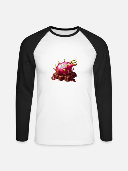 Schokolade Drachenfrucht Fusion Schmelzendes Desig - Unisex Baseballshirt langarm - Weiß/Schwarz