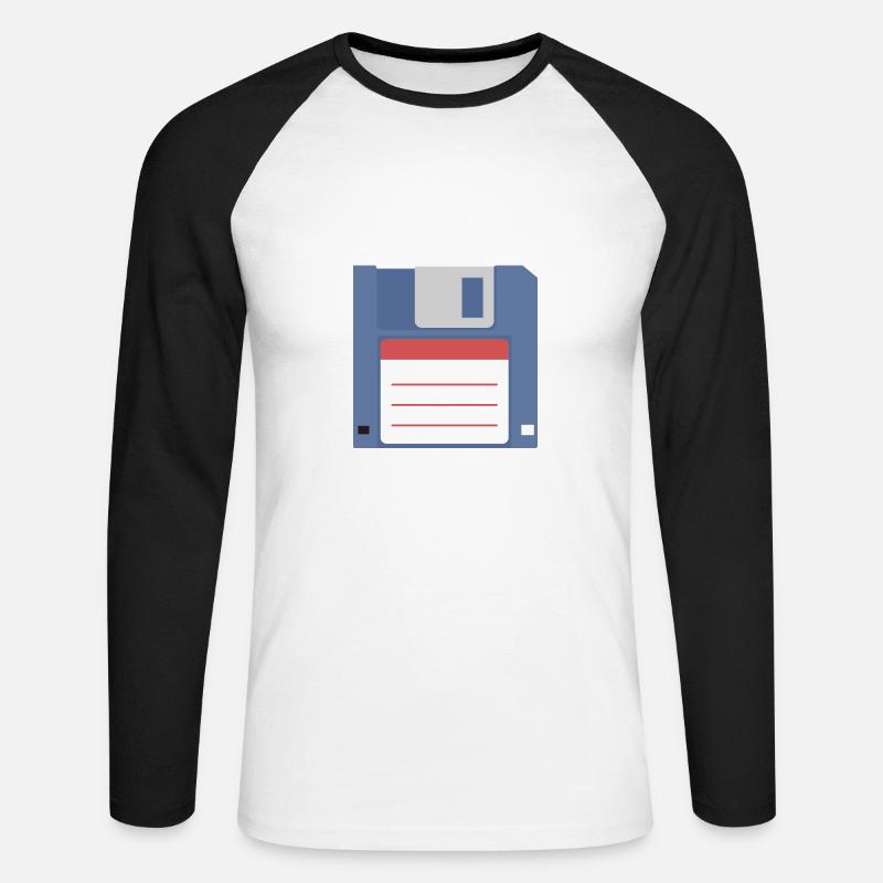 Floppy 3 5 Zoll Diskette front - Unisex Baseballshirt langarm - Weiß/Schwarz