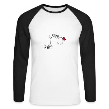 Mamie je t'aime ! - T-shirt baseball manches longues Homme - blanc/noir - Devant - Nik (191cm)