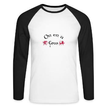 On en a gros - T-shirt baseball manches longues Homme - blanc/noir - Devant - Nik (191cm)