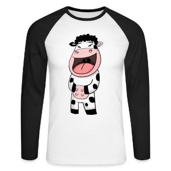 Cow laughs - Unisex Long Sleeve Baseball T-Shirt - white/black - Front - Nik (191cm)