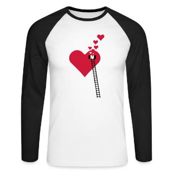 Ladder to window - window heart (3c) - Unisex Long Sleeve Baseball T-Shirt - white/black - Front - Nik (191cm)