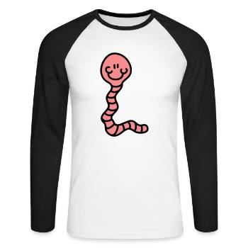 Wurm - Unisex Baseballshirt langarm - Weiß/Schwarz - Vorne - Nik (191cm)