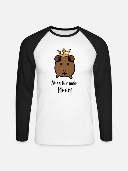 Meerschweinchen - Unisex Baseballshirt langarm - Weiß/Schwarz