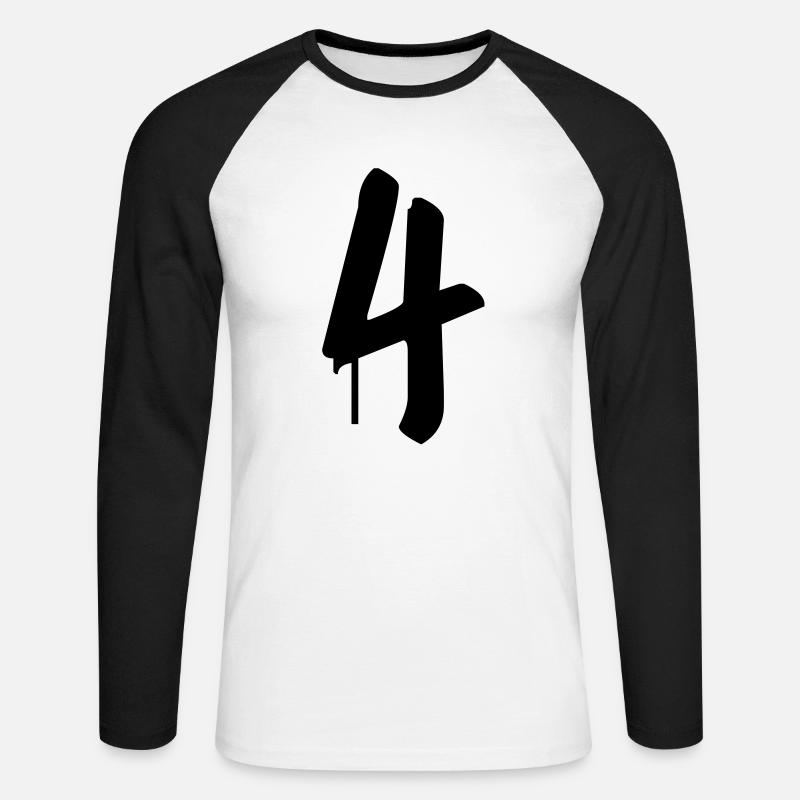 Graffiti : 4 - Unisex Baseballshirt langarm - Weiß/Schwarz