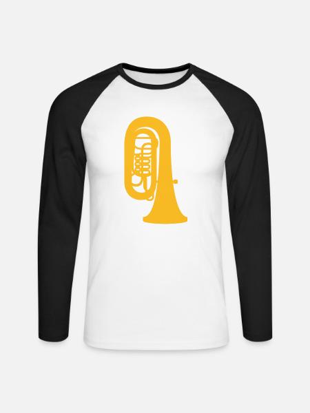 Tuba - Unisex Baseballshirt langarm - Weiß/Schwarz