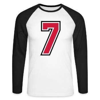 sports jersey number 7 seven - Unisex Long Sleeve Baseball T-Shirt - white/black - Front - Nik (191cm)
