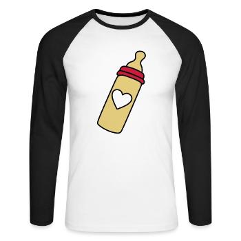 biberon coeur - T-shirt baseball manches longues Homme - blanc/noir - Devant - Nik (191cm)