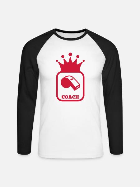 Coach / Coaching / Trainer / Sport - Unisex Baseballshirt langarm - Weiß/Schwarz