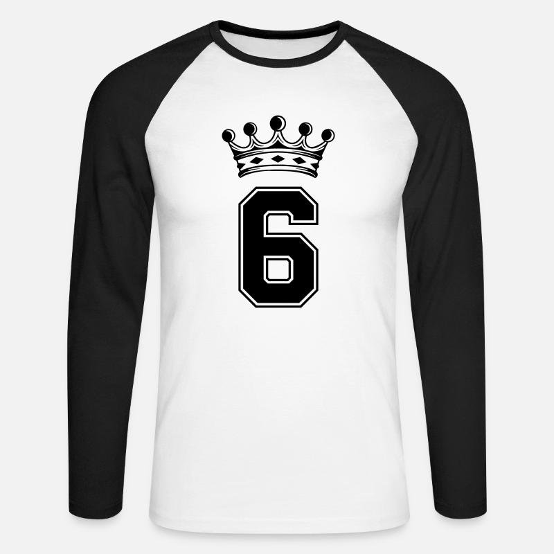 6 krone - Unisex Baseballshirt langarm - Weiß/Schwarz