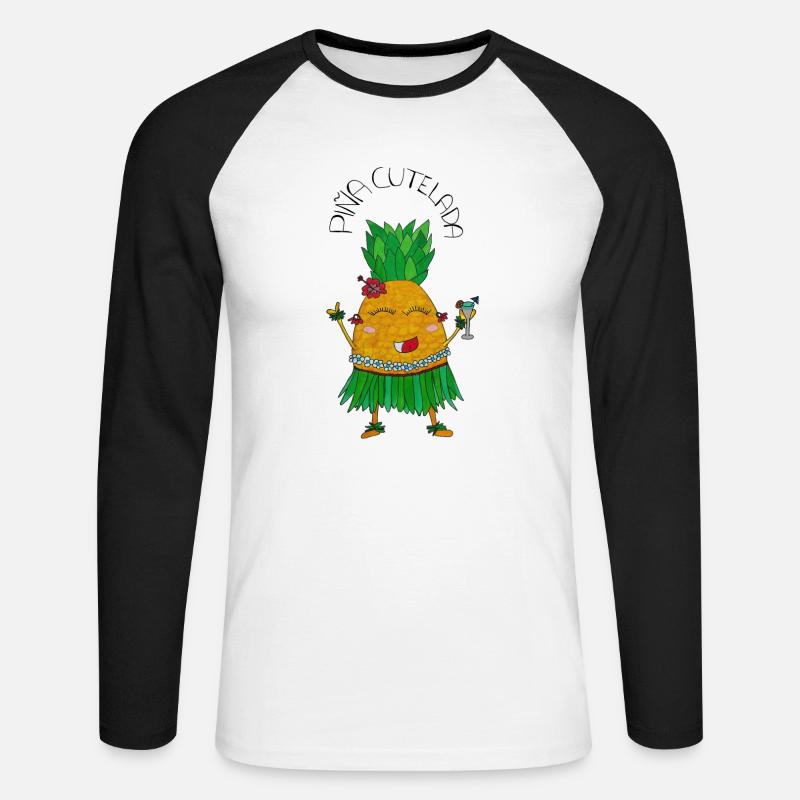 PinaCutelada - Unisex Baseballshirt langarm - Weiß/Schwarz