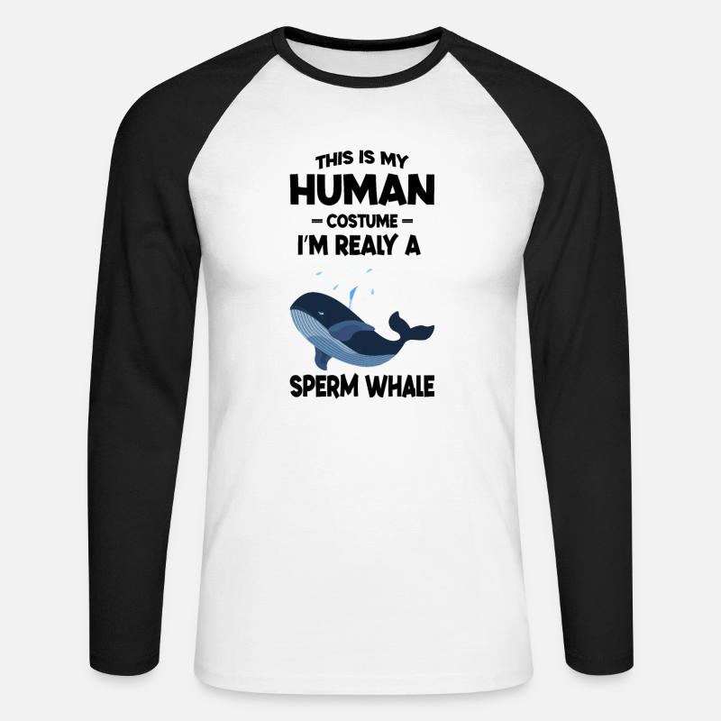 Questo è il mio costume umano Sono davvero un capodoglio - Maglia da baseball a manica lunga da uomo - bianco/nero
