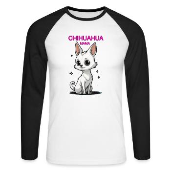 MAMAN CHIHUAHUA - T-shirt baseball manches longues Homme - blanc/noir - Devant - Nik (191cm)