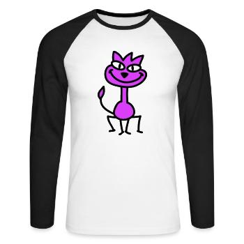 Pretty Cat Looking Happy Cheerful Smiling - Unisex Long Sleeve Baseball T-Shirt - white/black - Front - Nik (191cm)