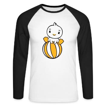 Canard assis sur le ballon Circus Vacances Beach Ball Fun - T-shirt baseball manches longues Homme - blanc/noir - Devant - Nik (191cm)