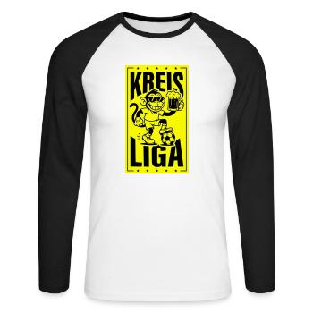 Kreisliga Fussball Affe - Unisex Baseballshirt langarm - Weiß/Schwarz - Vorne - Nik (191cm)