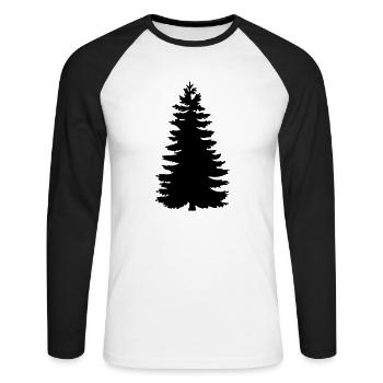 if shade outlined, nature, silhouette, forest, - Unisex Long Sleeve Baseball T-Shirt - white/black - Front - Nik (191cm)