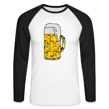 Bière - T-shirt baseball manches longues Homme - blanc/noir - Devant - Nik (191cm)