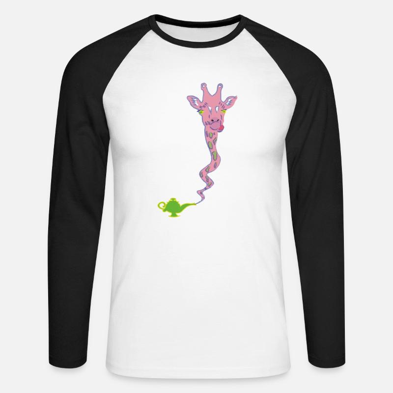 Wunderaffe - Wunderlampe mit Giraffe Geschenk - Unisex Baseballshirt langarm - Weiß/Schwarz