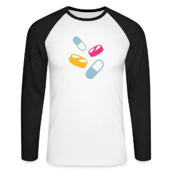 Medizin - Unisex Baseballshirt langarm - Weiß/Schwarz - Vorne - Nik (191cm)