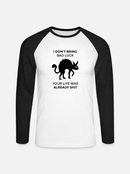 Schwarze Katze Katzenliebhaber Geschenkidee - Unisex Baseballshirt langarm - Weiß/Schwarz
