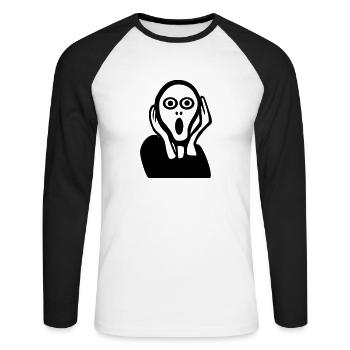 Scream Panic, (super cheap!) - Unisex Long Sleeve Baseball T-Shirt - white/black - Front - Nik (191cm)