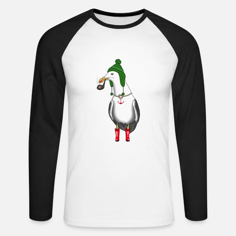 Möwe Meer Küste Winter Geschenkidee - Unisex Baseballshirt langarm - Weiß/Schwarz