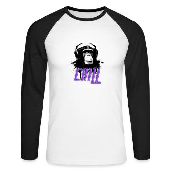 Chill Gorilla - Unisex Long Sleeve Baseball T-Shirt - white/black - Front - Nik (191cm)