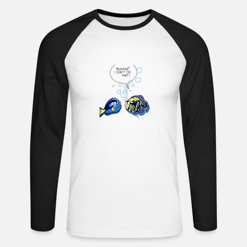 Fisch Blowing - Unisex Baseballshirt langarm - Weiß/Schwarz