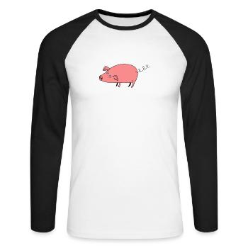 Cochon roz3 - T-shirt baseball manches longues Homme - blanc/noir - Devant - Nik (191cm)