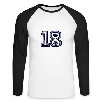 18. 18 ANS. 18e ANNIVERSAIRE. ANNIVERSAIRE 18 ANS. - T-shirt baseball manches longues Homme - blanc/noir - Devant - Nik (191cm)