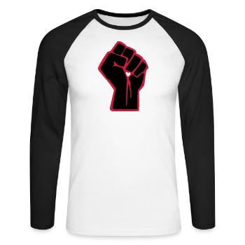 Fist avec le coeur - T-shirt baseball manches longues Homme - blanc/noir - Devant - Nik (191cm)