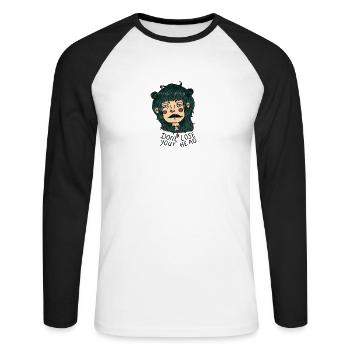 Ne perdez pas votre tête. - T-shirt baseball manches longues Homme - blanc/noir - Devant - Nik (191cm)