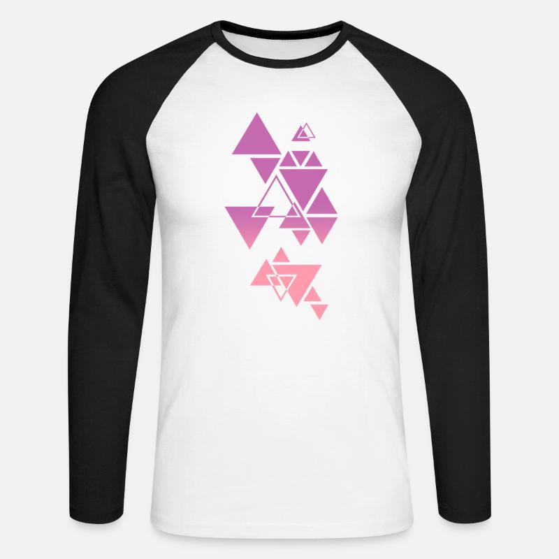 Gradient Triangle Pattern Pink - Unisex Long Sleeve Baseball T-Shirt - white/black