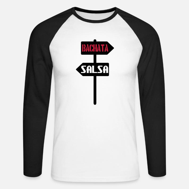Bachata Salsa Schild - Unisex Baseballshirt langarm - Weiß/Schwarz
