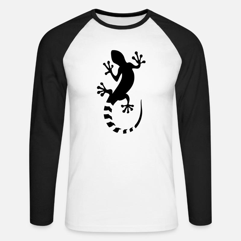echse - lizard - Unisex Baseballshirt langarm - Weiß/Schwarz