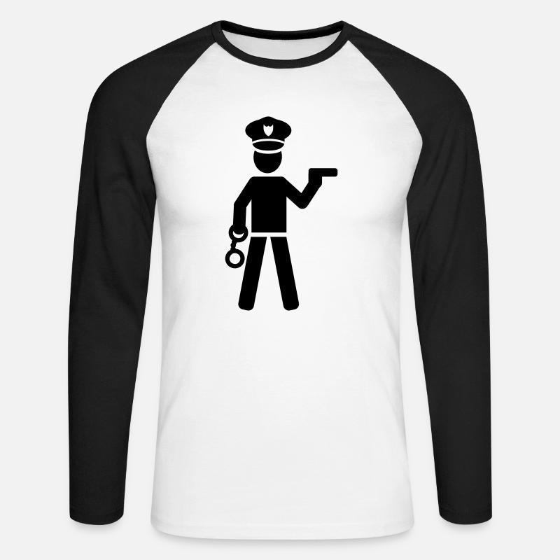 Polizei - Unisex Baseballshirt langarm - Weiß/Schwarz
