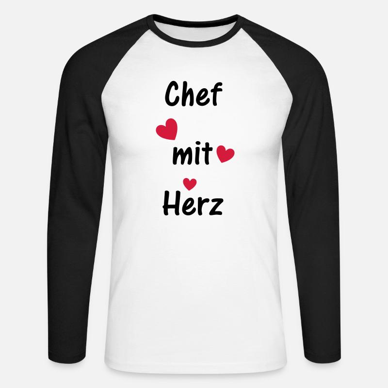 Chef mit Herz - Unisex Baseballshirt langarm - Weiß/Schwarz